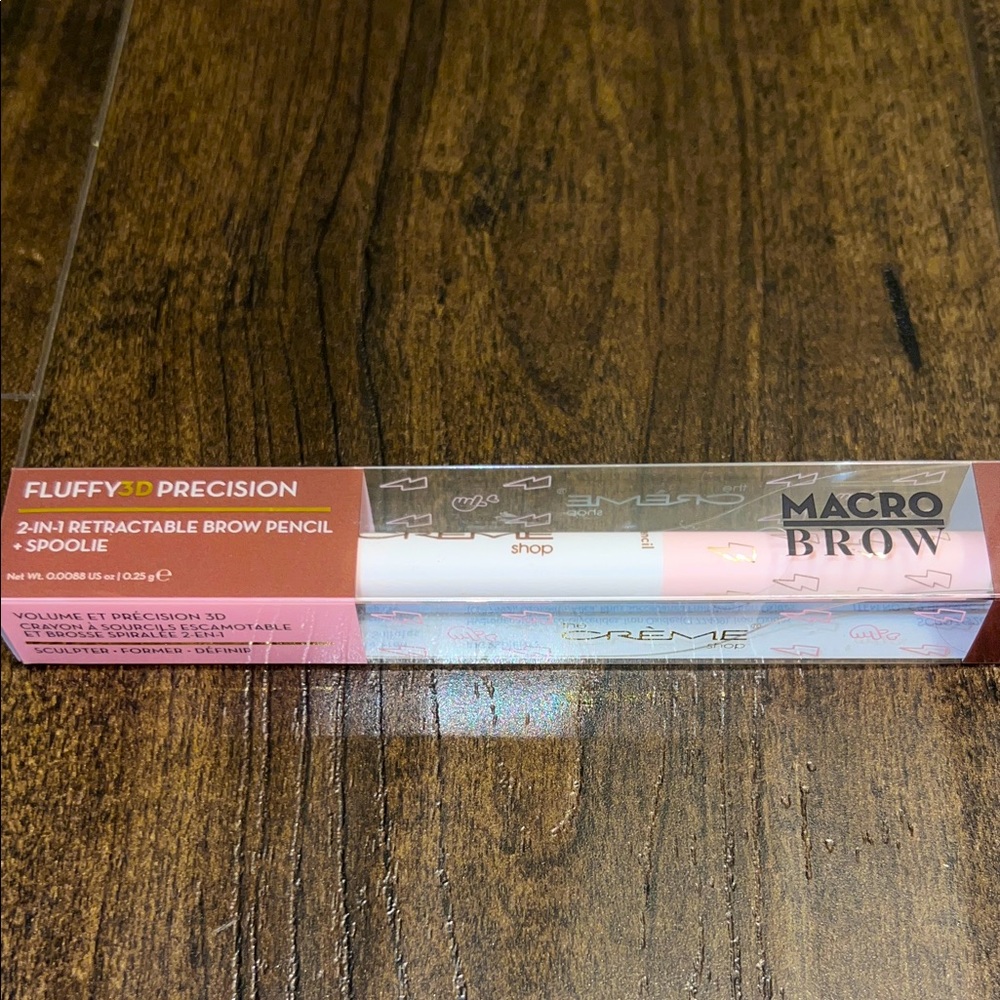 NIB The Crème Shop Macro Brow Retractable Brow Pencil + Spoolie - Chocolate